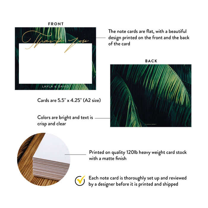 Tropical Palm Wedding Thank You Card Personalized