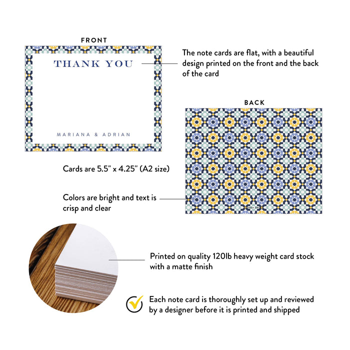Mediterranean Tile Thank You Card Customizable Wedding Stationery