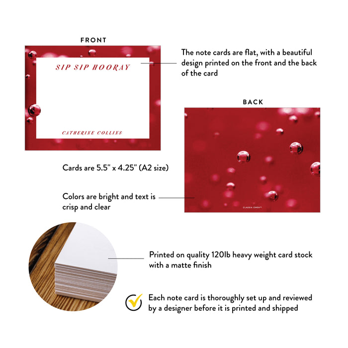 Personalized Red Cocktail Thank You Card Sip Sip Hooray
