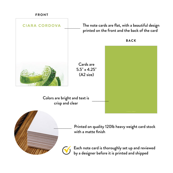 Lime Personalized Cocktail Party Thank You Card Stationery Set
