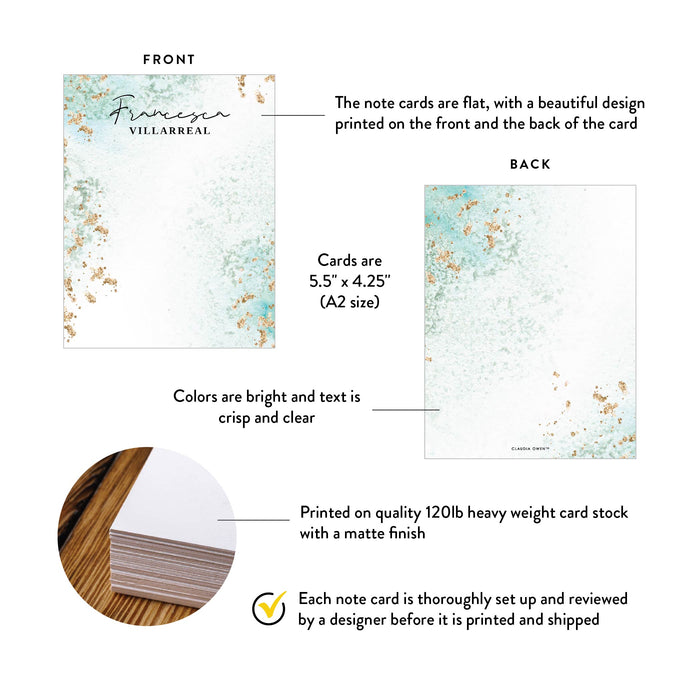 Custom Watercolor Note Card Personalized Stationery Gift for Her