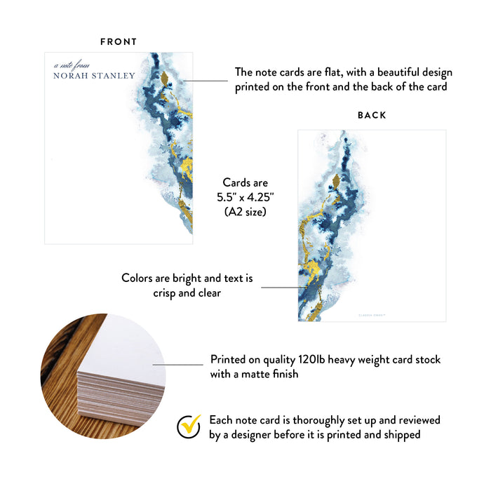 Blue and Gold Geode Personalized Thank You Card