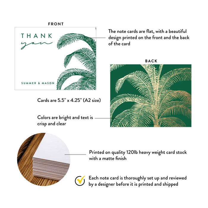 Personalized Wedding Thank You Cards Tropical Palm Leaf