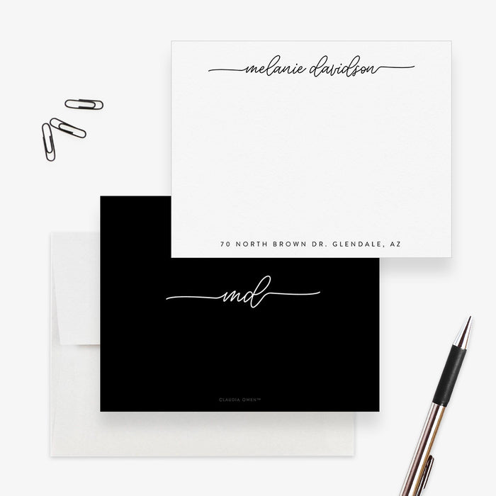 Personalized Minimalist Stationery for Women and Men, Elegant Note Card Set For the Home or Office, Custom Business Stationary, Simple Note Cards