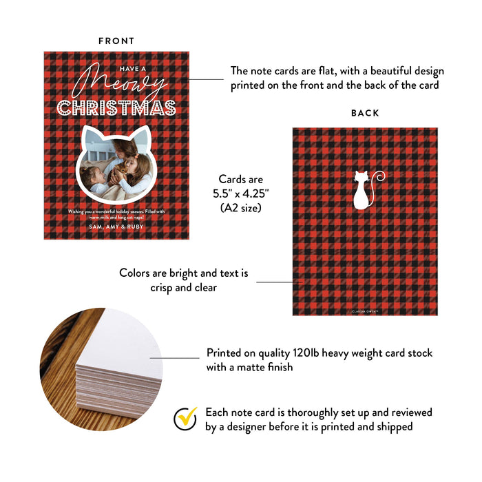 Christmas Photo Card Personalized Meowy Cat Holiday Greeting