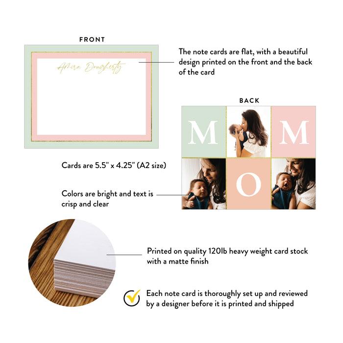 Mother's Day Greeting Card with Personalized Photos, Happy Birthday Mom Note Card