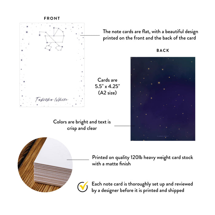 Cosmic Note Card with Baby Stroller Star Constellation, Celestial Baby Shower Thank You Card, Personalized Gift for Expectant Mom