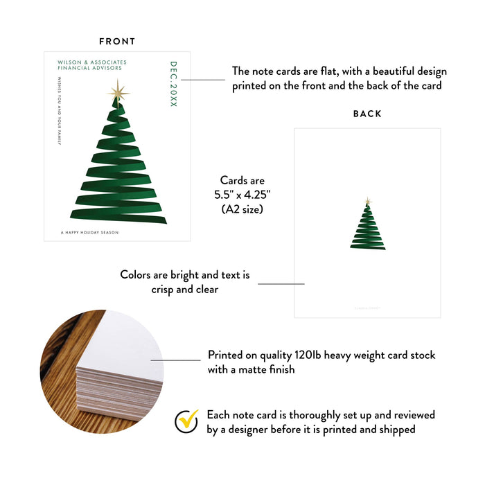 Creative Christmas Card, Corporate Holiday Greeting Card with Christmas Tree Illustration and Gold Star