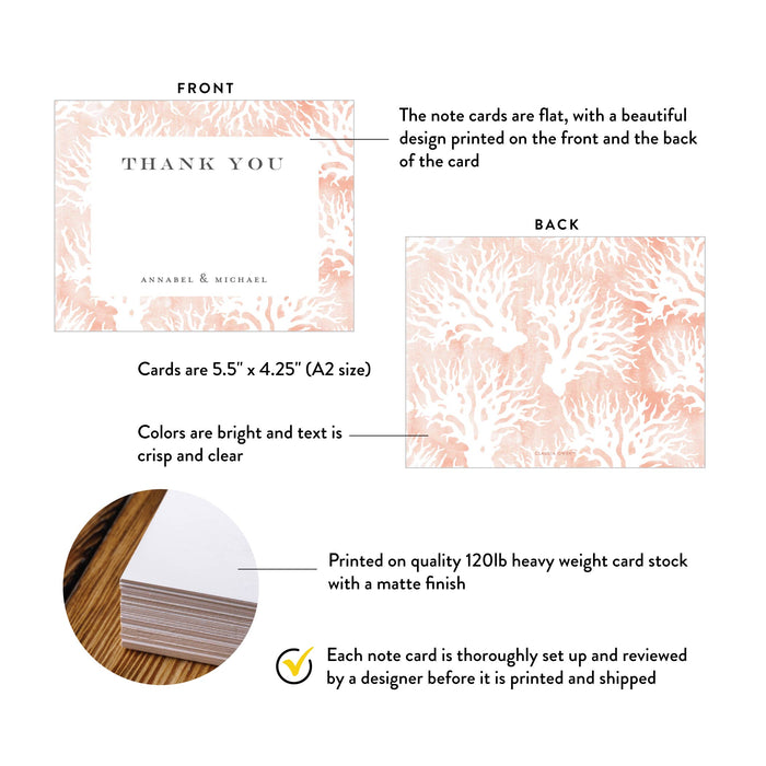 Coral Reef Note Card, Wedding Thank You Card with Marine Sea Life, Couple Stationery Cards, Summer Correspondence Card, Personalized Gift for Couples