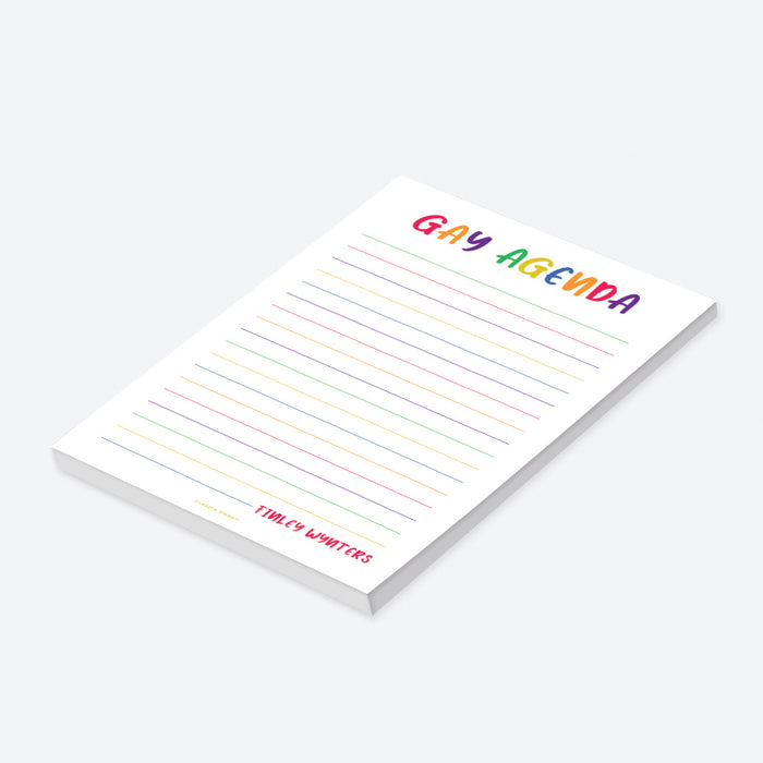 Gay Agenda Notepad, Personalized To Do List Pad, Funny Gifts LGBTQ+ Pride Notepad Rainbow Stationery, Gay Memopad Best Friend Gifts