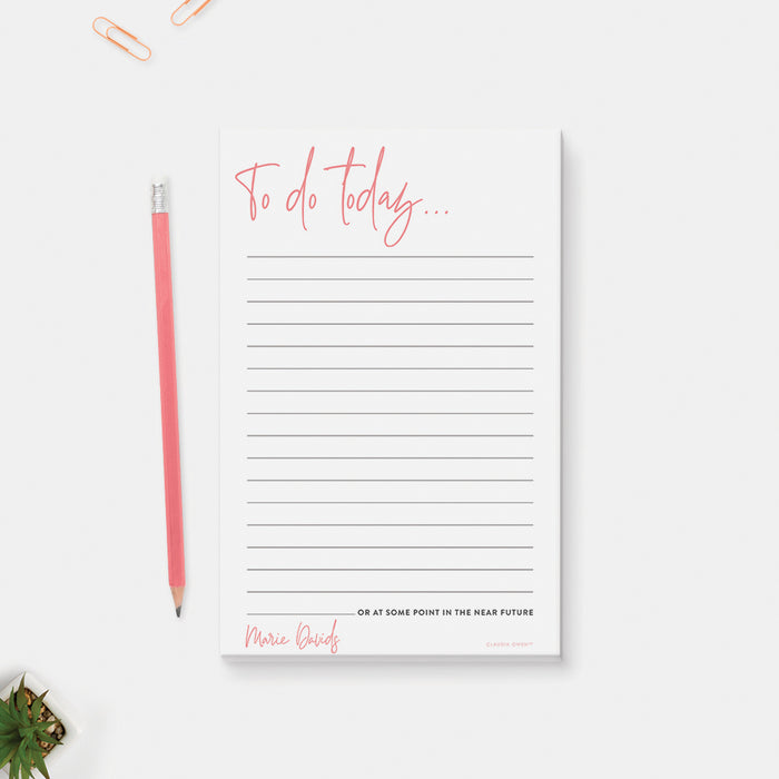 To Do Today Funny Notepad Planner, Modern Daily To Do List Desk Pad Organizer, Custom Home Office Memo Pad, Procrastinator Funny Notepad