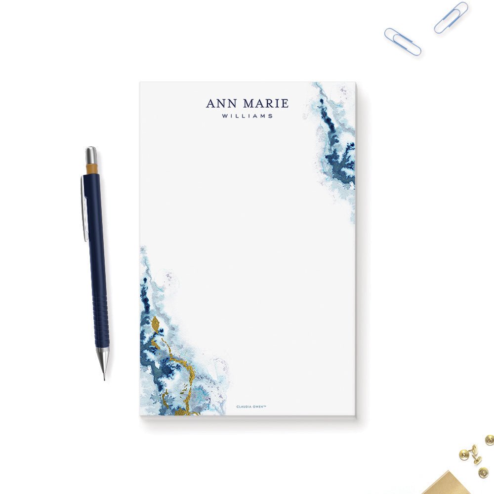 Agate Rock Notepad, Modern Office Desk Pad, Personalized Notepad Stati