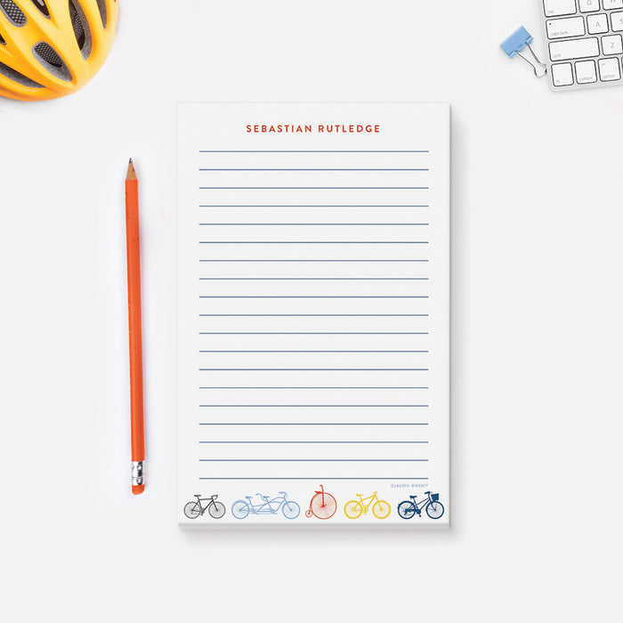 Personalized Bicycle Notepad, Bike Lover Notepad Stationary, Bike Gifts for Men and Women, Cyclist Office Pad