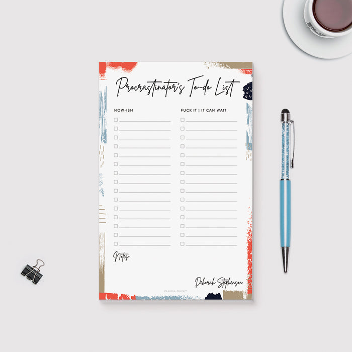 Procrastinator's To Do List Notepad Planner, Procrastinator Gifts, Home Office Notepad for the Lazy at Heart, Personalized Fun Stationery, Funny Gifts