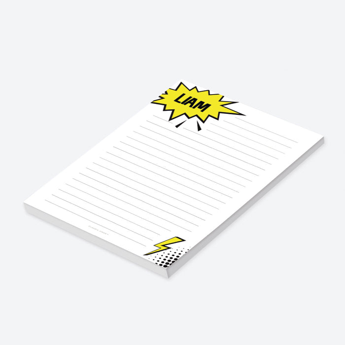 Superhero Notepad for Kids, Personalized Stationery For Boys, Writing Pad Gift for Kids, Comic Book Pad, Superhero Themed Memo Pad