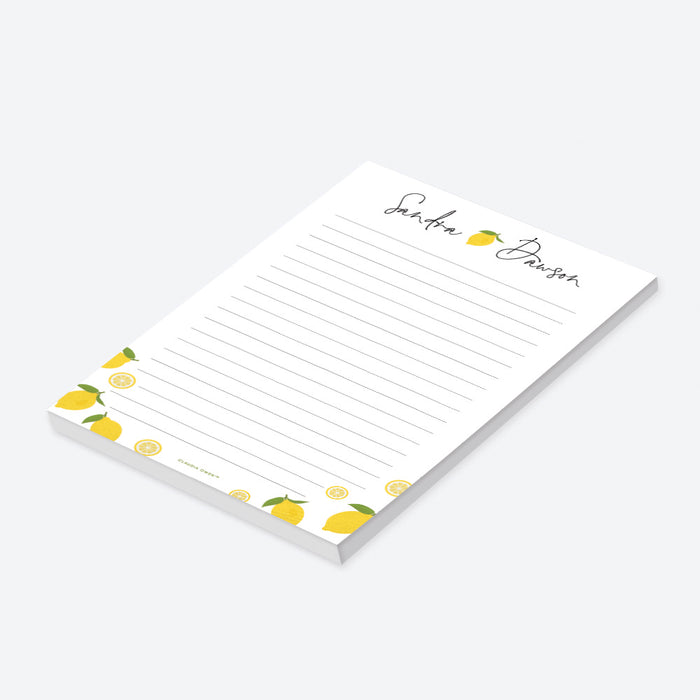 Personalized Lemon Notepad, Lemon Stationery for Her Grocery Shopping List, Lemon Memo Pad Market List, Summer Citrus Pad, Kitchen Gifts