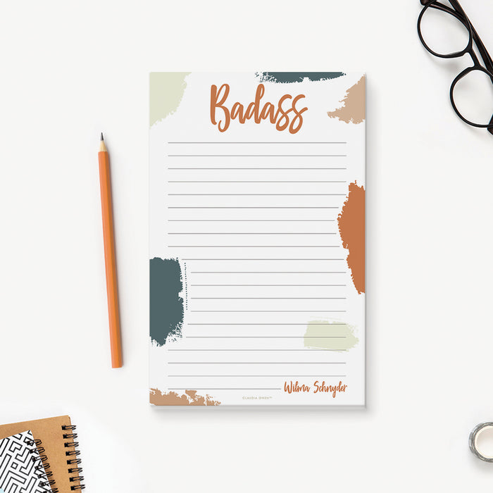 Badass Notepad Personalized with Your Name, Notepad Gift for Women, Girl Boss Notepad Planner, Badass Stationery