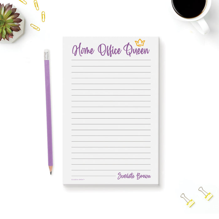 Home Office Queen Notepad, Work From Home Planner Pad, Personalized Novelty Gift, Customized Office Gifts for Women