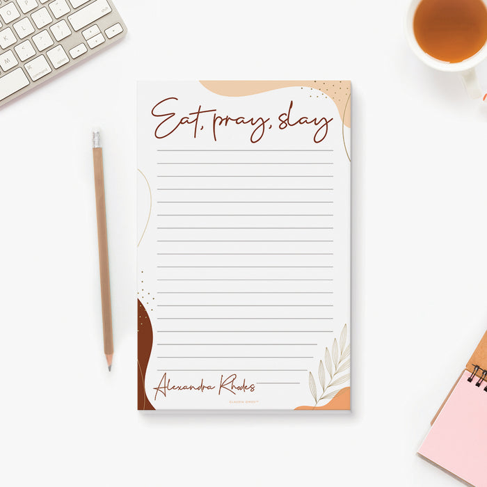 Eat Pray Slay Notepad, Personalized Inspirational Notepad for Women, Custom Motivational Quote To Do List Pad, Hustler Planner