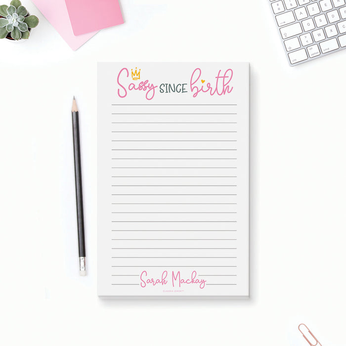 Sassy Since Birth Notepad, Funny Office Gifts for Her, Gag Gifts for Coworkers, Fun Office Supplies for Women