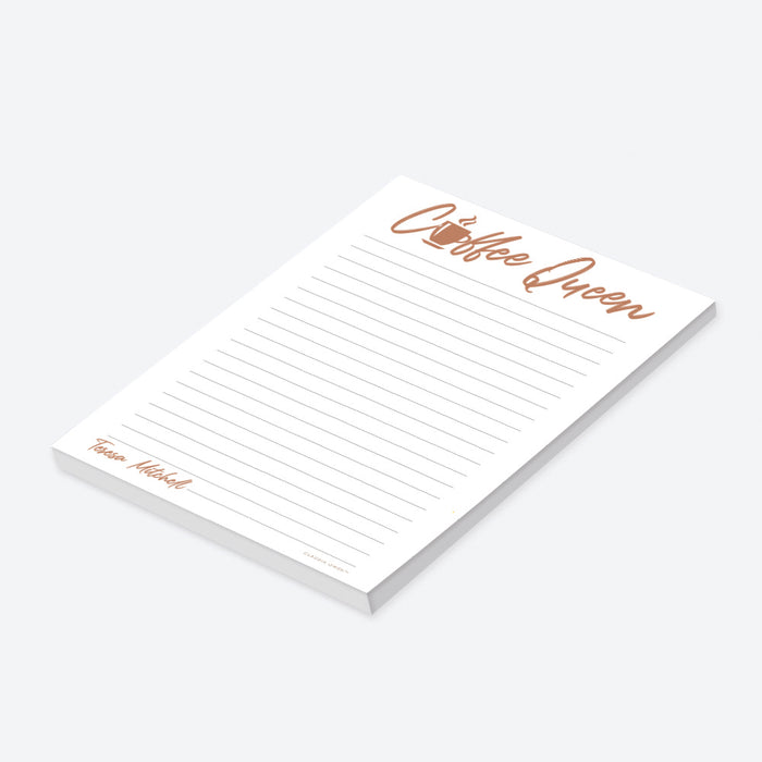 Coffee Queen Notepad, Personalized Daily To Do List Pad for Coffee Lovers, Custom Caffeine Addict Gifts, Coffee Gift Memo Pad