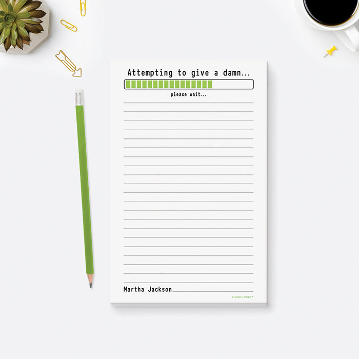 Attempting To Give A Damn Notepad, Novelty Gag Gifts for Men and Women, Cool Office Gifts Stationery Pad, Funny Gifts for Him