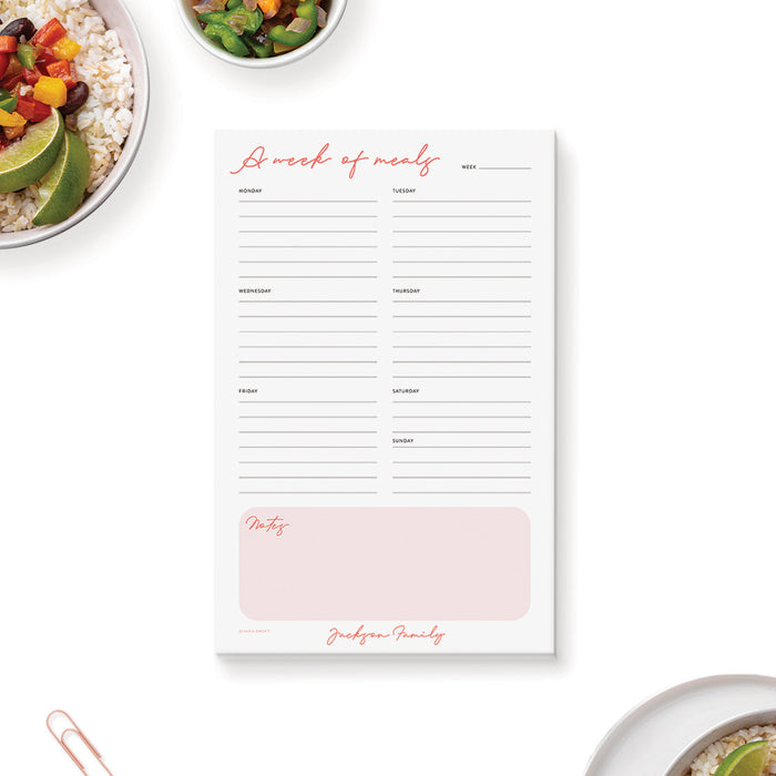 A Week of Meals Notepad, Modern Meal Planner, Weekly Meal Planning Pad, Kitchen Notepad, Cooking Dinner Planner Notepad