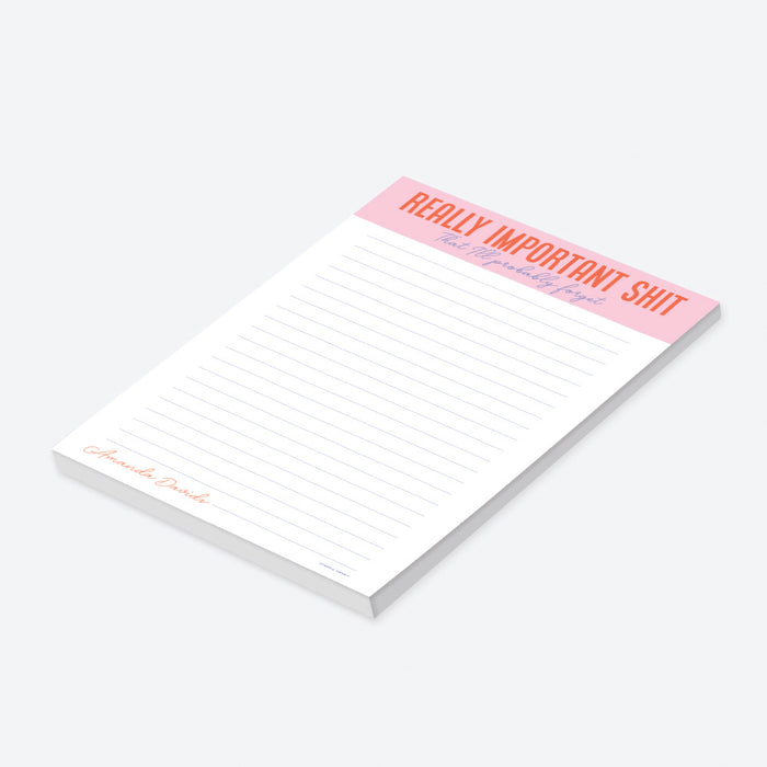 Really Important Shit That I'll Probably Forget Notepad, Funny Office Gifts for Men and Women, Novelty Gifts for the Forgetful