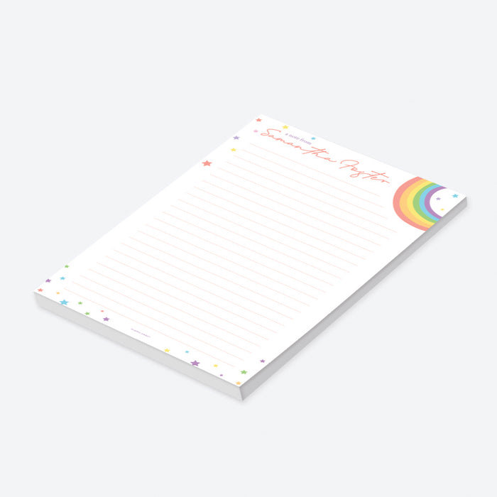 A Note From Notepad, Rainbow Notepad for Girls, Kids Personalized School Stationery Pad, Rainbow Gifts, Cute Lined Notepad