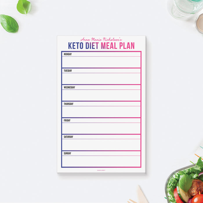 Keto Diet Meal Plan Notepad, Personalized Weekly Meal Planner, Family Meal Planner Pad, Cooking Meal Plan, Gifts for Mom