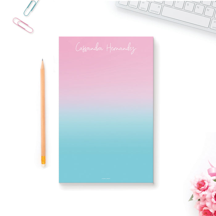 Personalized Colorful Notepad, Girls Stationery Pad Customized with Your Name, Daily Planner Notepad Stationary for Kids in Pink and Blue