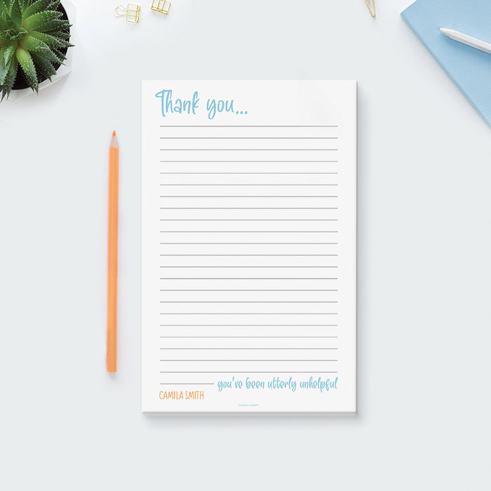 Funny Sarcastic Notepad, Fun Office Notepad for Coworker Boss Employee, Personalized Sarcastic Gifts, Thank You Notepad