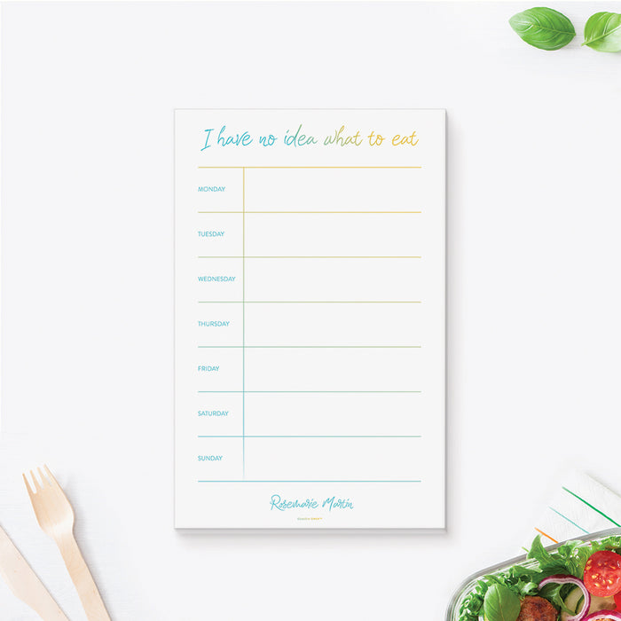 Fun Weekly Meal Planner Notepad, Custom Menu Organizer Pad, Meal Planning Sheet Gift For Mom, Family Breakfast Lunch Dinner Planner Notepad