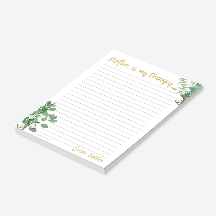 Nature is my Therapy Notepad, Personalized Notepad Gifts for Women Girls Coworker, Nature Lover Gift, Plant Lady Writing Pad