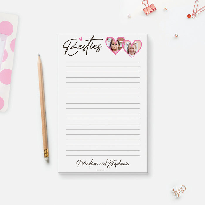 Best Friend Notepad with Photos, Bff Gifts Personalized with Photo, School Stationery Writing Pad, Notepad for Girls