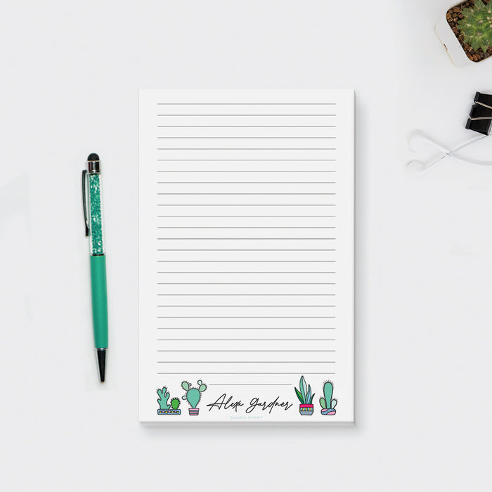 Cute Cactus Notepad, Custom Shopping List, Personalized Succulent Stationery Notepad, To do List Notepad
