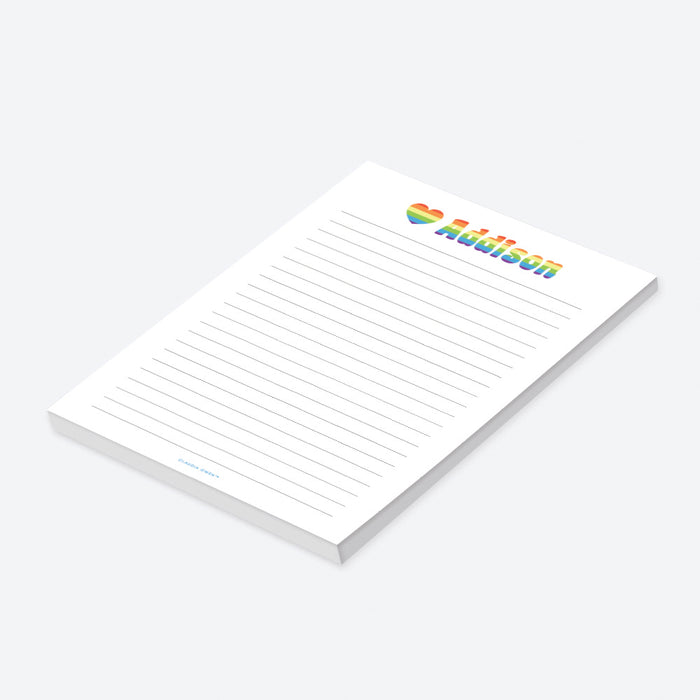 Cute Rainbow Heart Notepad, Gifts for Gay Friend, Love Notepad Personalized with Your Name