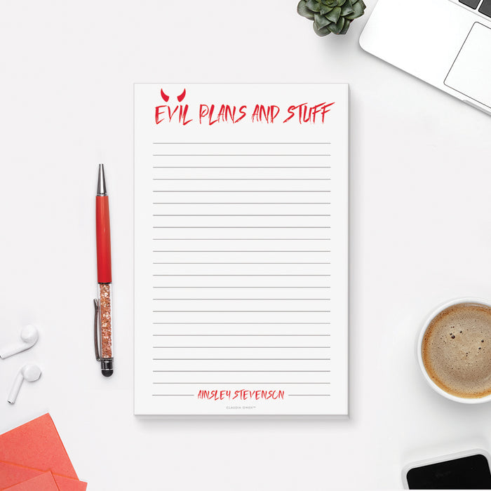 Funny Notepad for your Evil Plans, Personalized Funny Gifts for Friends, Gag Gifts for the Office