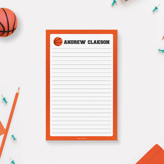 Personalized Basketball Notepad, Basketball Stationery Gifts for Boys, Basketball Coach Gift, Basketball Player Pad, Sports Writing Pad