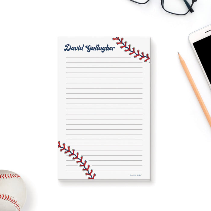 Personalized Baseball Notepad for Boys, Baseball Writing Paper Pad, Gift for Coach and Athlete, Sports Notepad, Baseball Lover Stationery