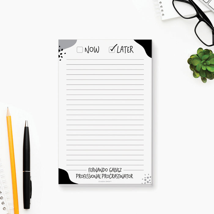 Professional Procrastinator Notepad Now or Later, Funny Lazy Gift Procrastination Gift, Office To Do List Notepad, Novelty Present
