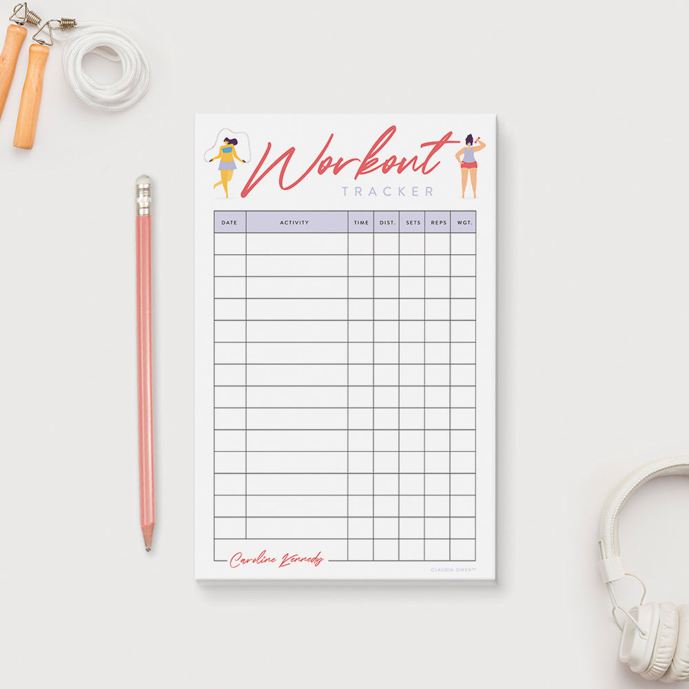 Exercise Note Pad Workout Tracker Notepad Planner, Custom Notepad Fitness Planner Log Ex