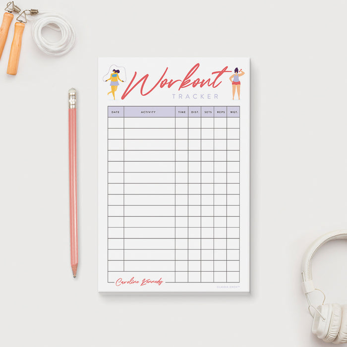 Workout Tracker Notepad Planner, Custom Notepad Fitness Planner Log Exercise Stationery, Personalized Fitness Tracker Gym Workout
