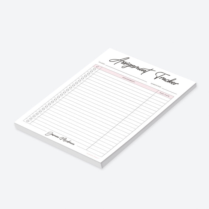 Assignment Tracker Notepad for School, Homework Tracker Pad, Student N