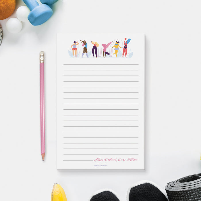 Exercise Notepad, Personalized Fitness Notepad, Exercise Stationery Gift for Women, Fitness Gift, Stationery Workout Notes for Fitness Junkie