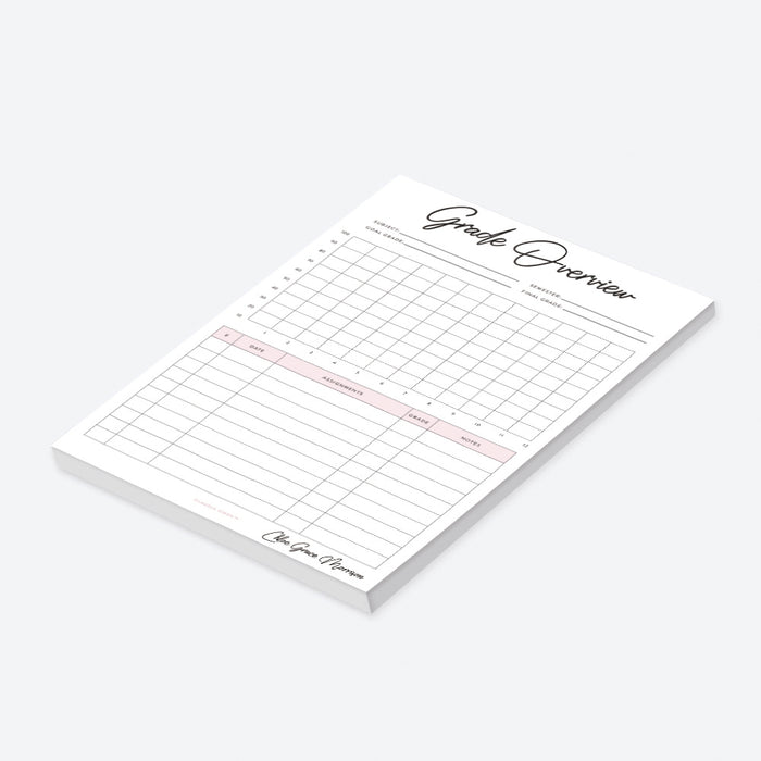 Grade Overview Notepad, Grade Sheet for Teacher and Students, Class Grades Log Sheet Pad, Homeschool Record Keeping Teacher Planner