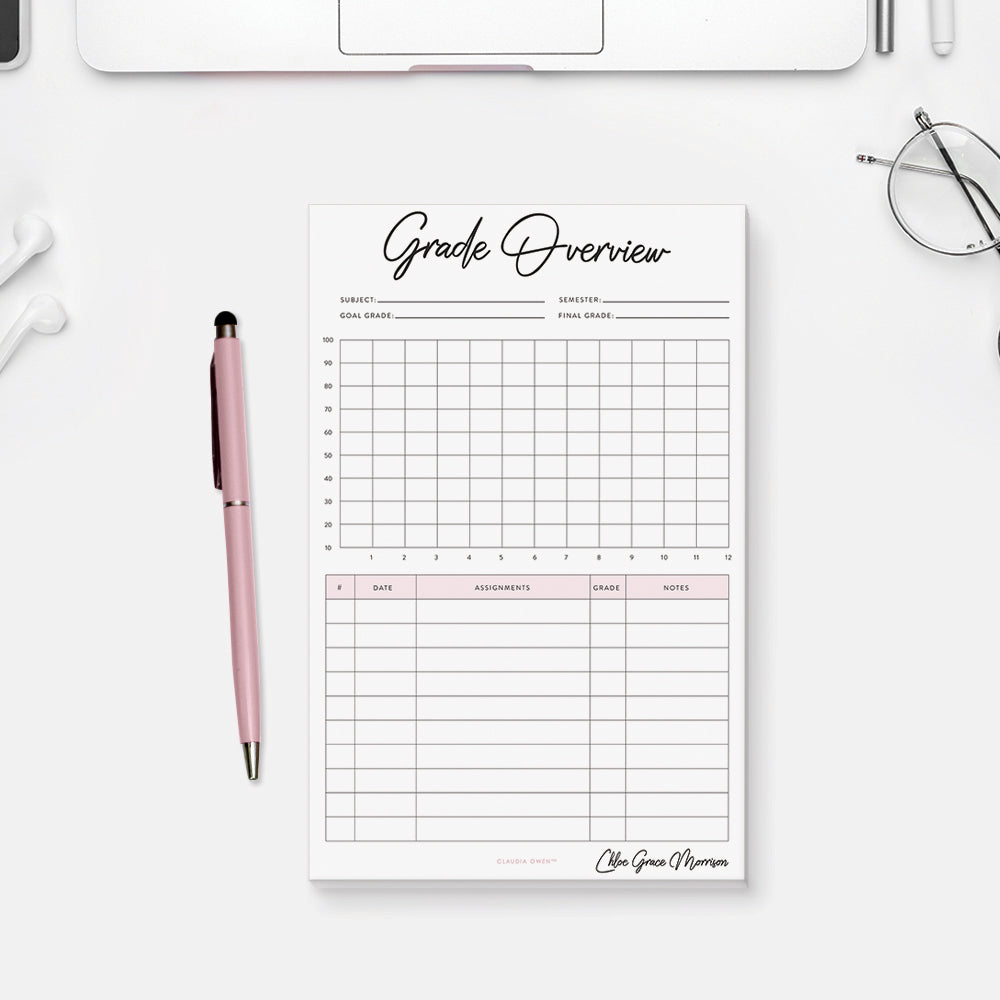 Grade Overview Notepad, Grade Sheet for Teacher and Students, Class Gr
