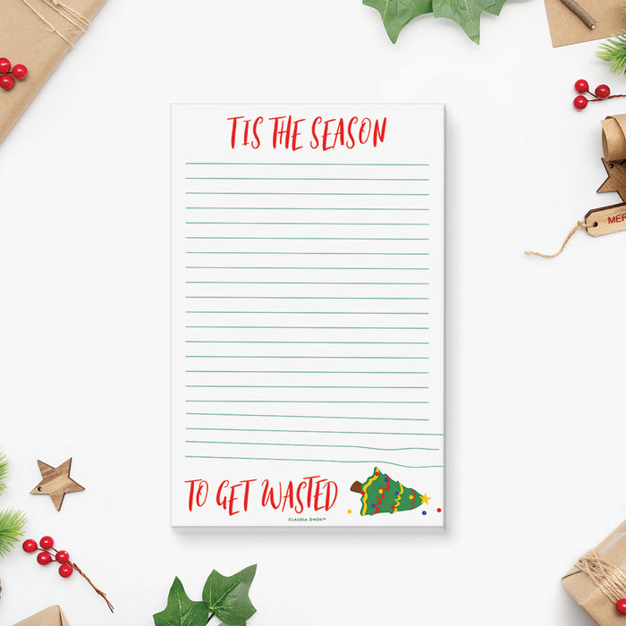 Funny Christmas Notepad Tis The Season To Get Wasted, Holiday Gag Gifts, Fun Holiday Shopping List, Christmas To Do List Pad