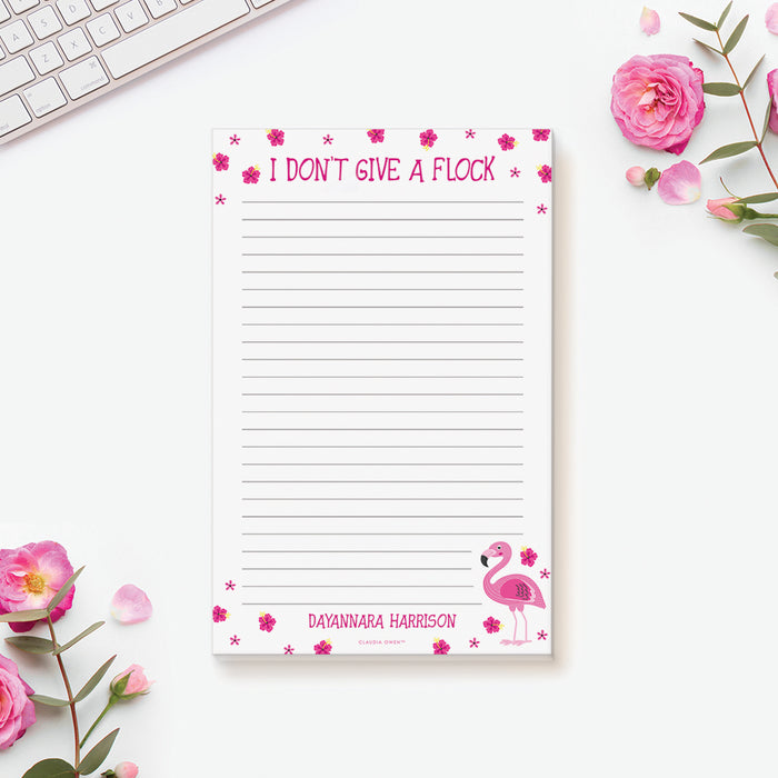 I Dont Give a Flock Personalized Flamingo Notepad, Flamingo Lover Gift Tropical Floral Shopping List Notepad, Flamingo Gift Stationery Pad