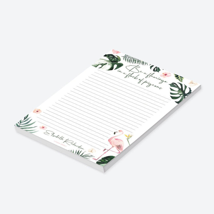 Be a Flamingo in a Flock of Pigeons Notepad, Tropical Flamingo Gifts for Women, Flamingo To Do List Notepad with Inspirational Quote